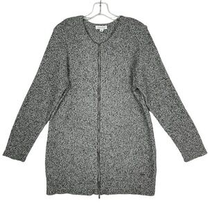 Calvin Klein Sweater Jacket XL Women Gray Cotton Blend Corporate Goth Office Sir